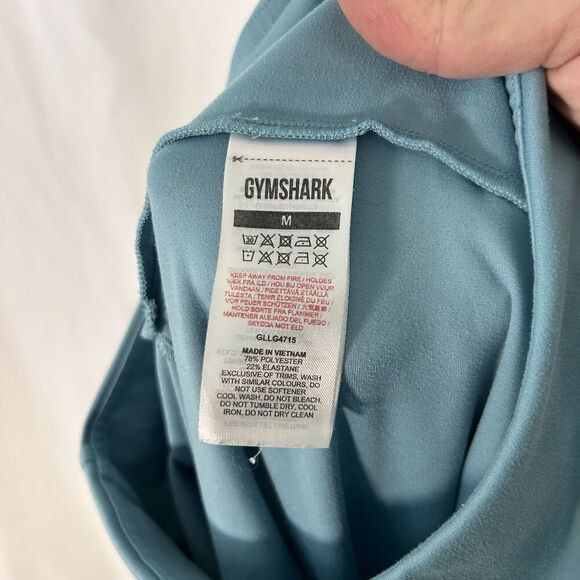 Gymshark Leggings Women's Medium Blue Green Pull On Stretchy Mid Rise - Picture 7 of 7